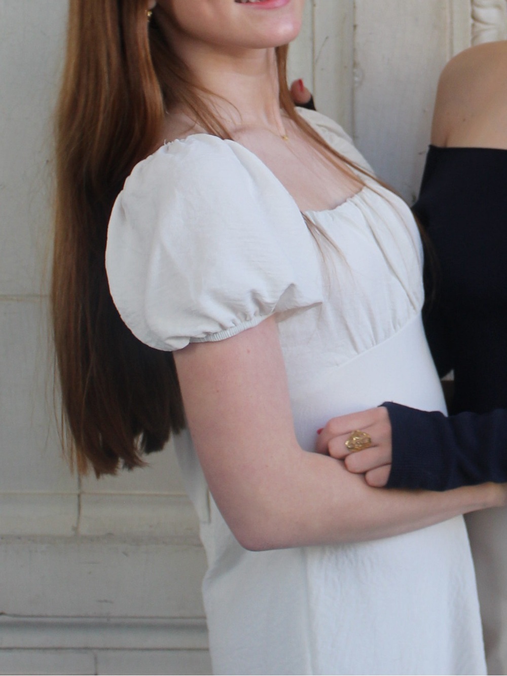 Altar'd State Puff Sleeve Square Neck White Top - Picture 2 of 5